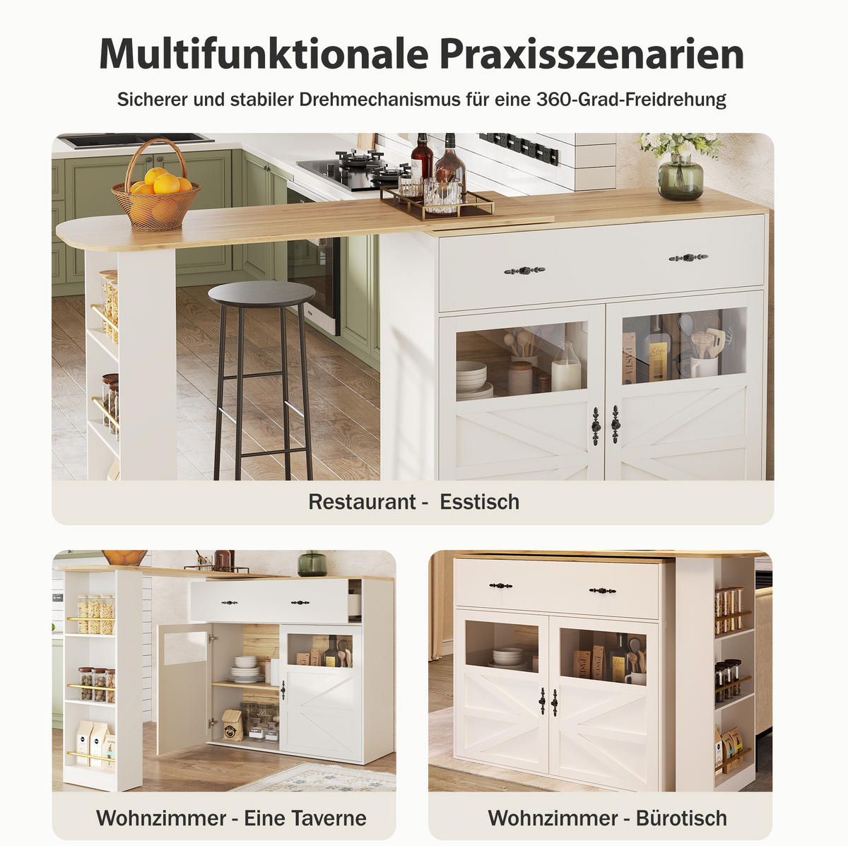 BARTISCH ausziehbar mit Stauraum 138-204 x 39 x 104 cm Weiß - Weiß, Holzwerkstoff (35/104/204cm) - Meubliv