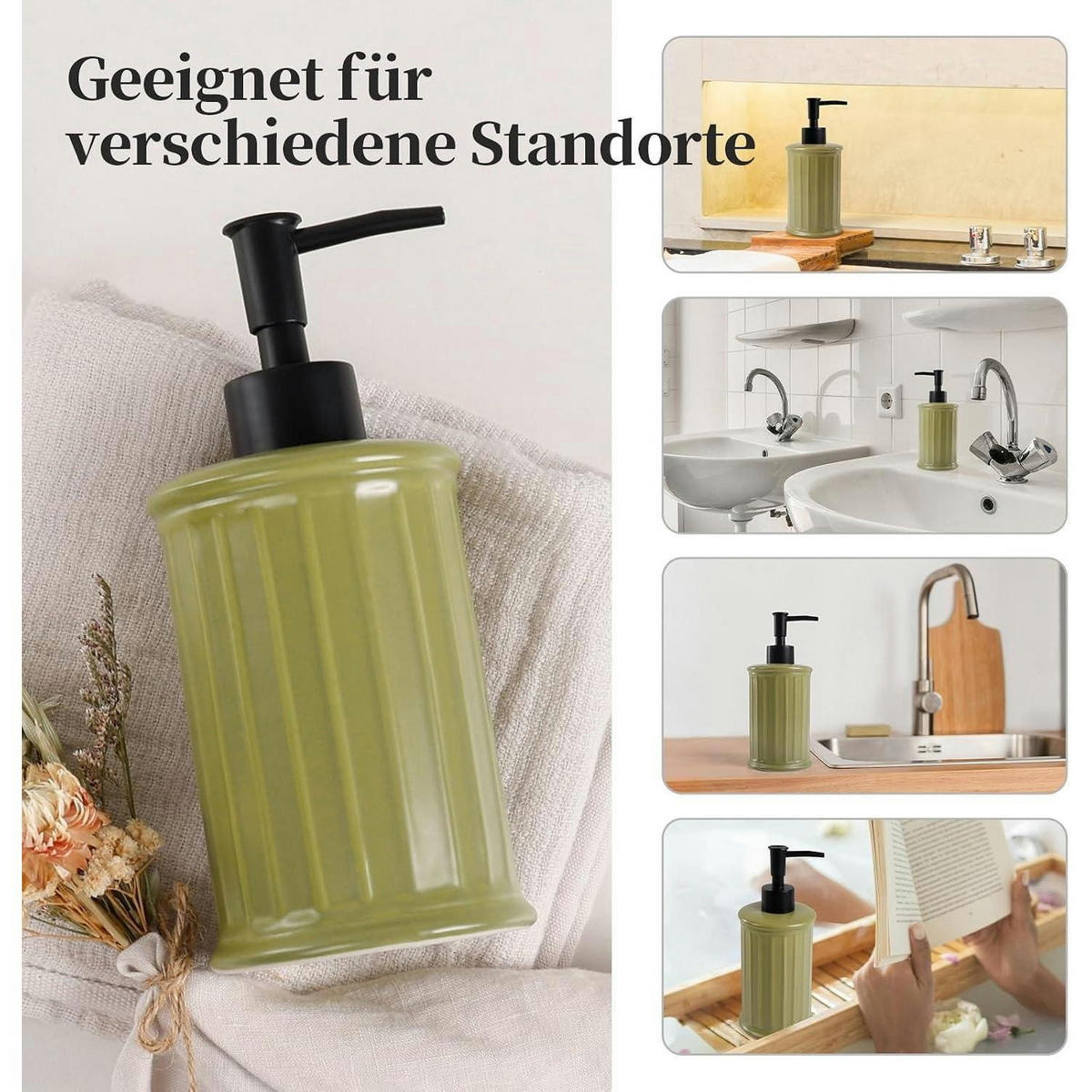 SEIFENSPENDER Keramik 350ml Gelbliches Grün - Hellgrün, Keramik (9/14.3/9cm)
