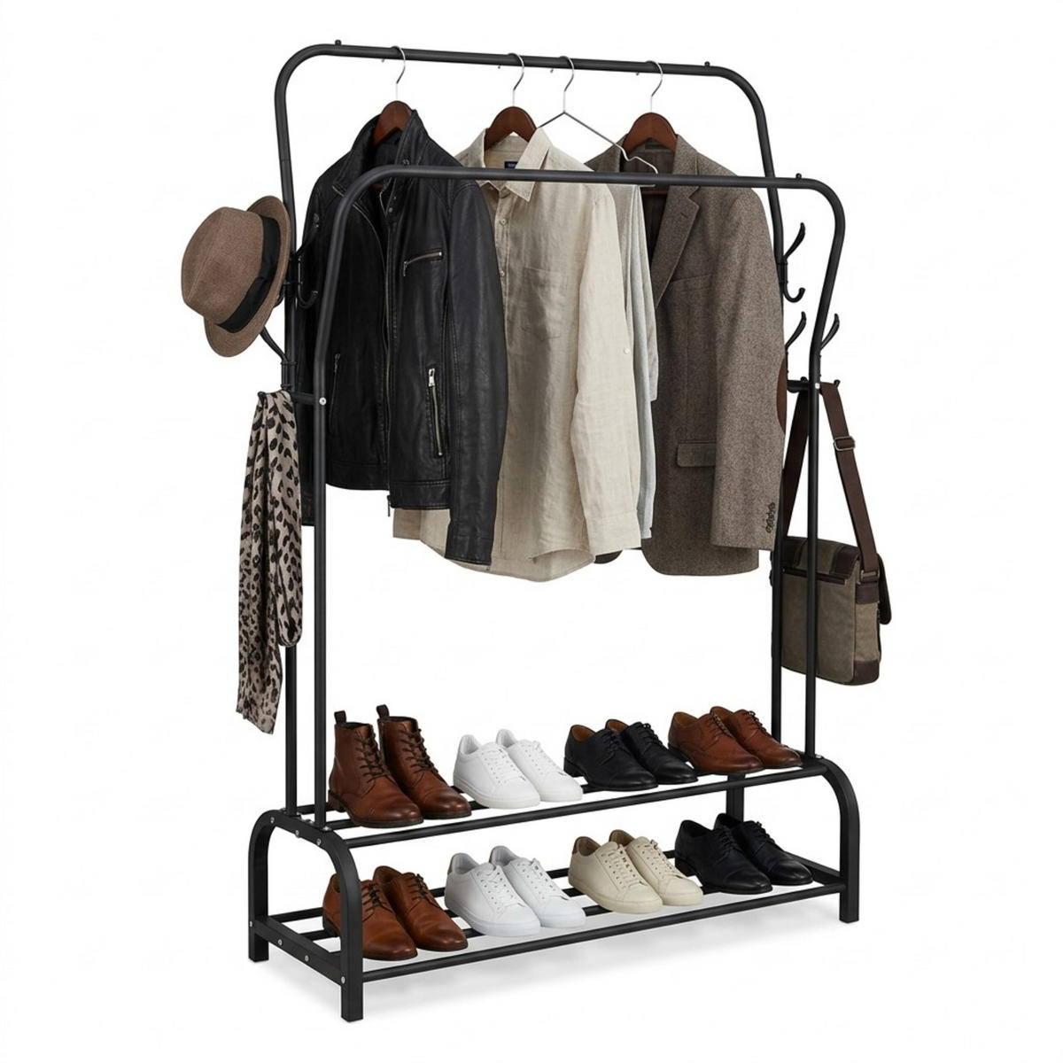 VĚŠÁK - černá, kov/plast (110/146/33cm) - Relaxdays