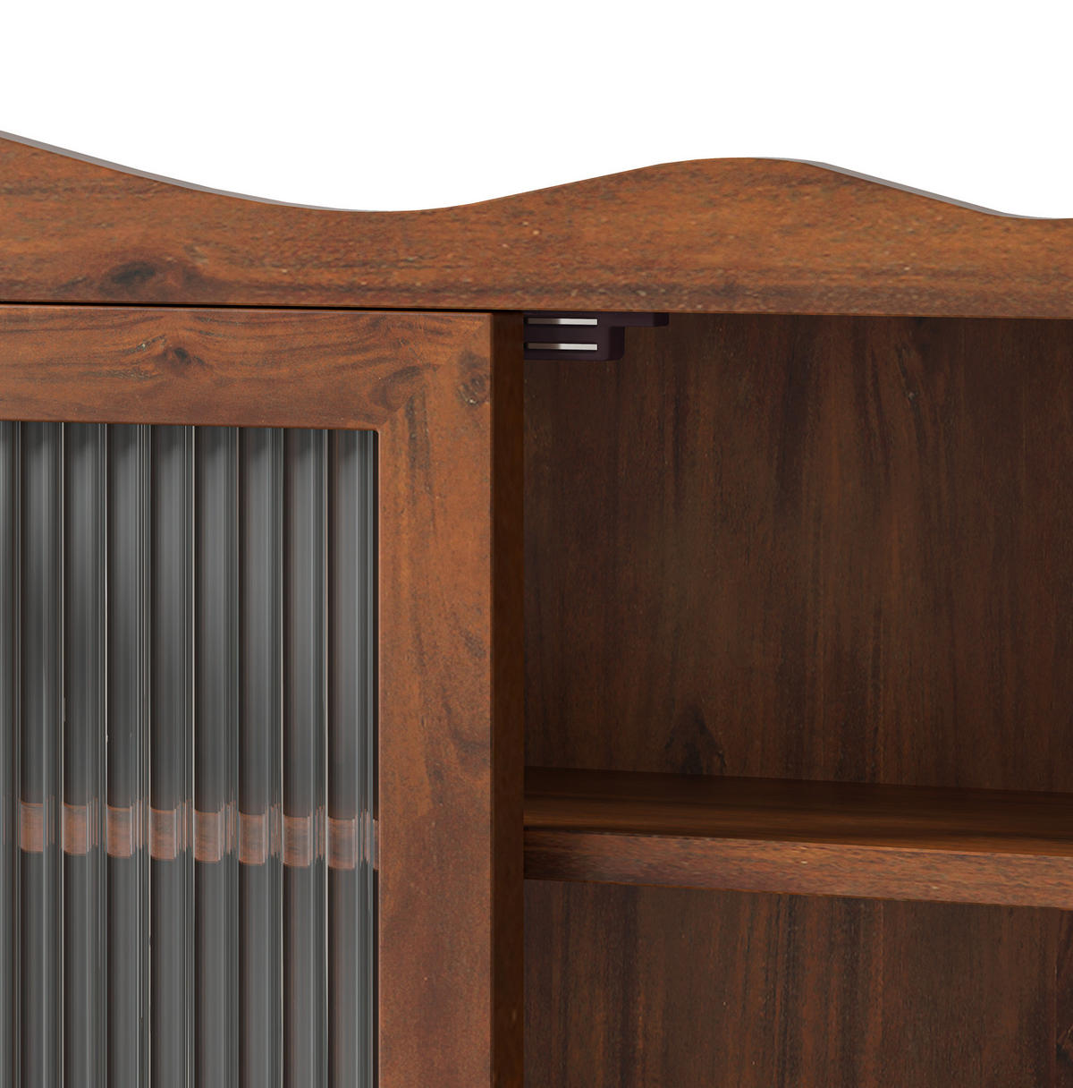 KÜCHENOBERSCHRANK 100x20x80 cm Braun aus Massivholz & Glas mit 4 Türen & Haken - Braun, Holz (100/80/20cm) - Modfu