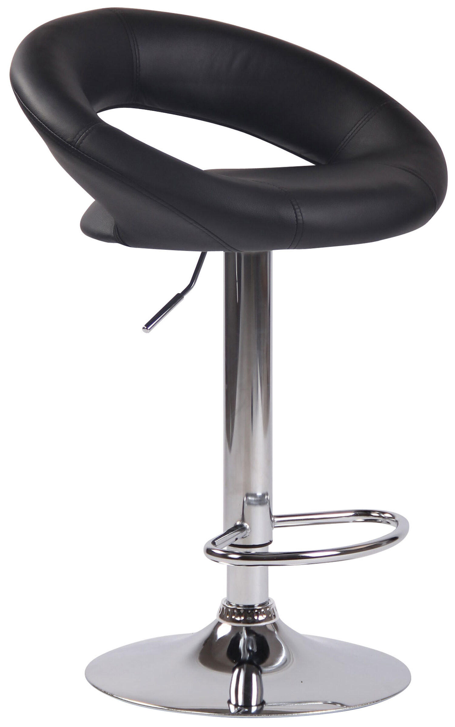 BARHOCKER Olin, Gestell Metall in Chromoptik, Kunstleder Schwarz - Chromfarben/Schwarz, Kunststoff/Textil (53/100/47cm) - TPFLiving