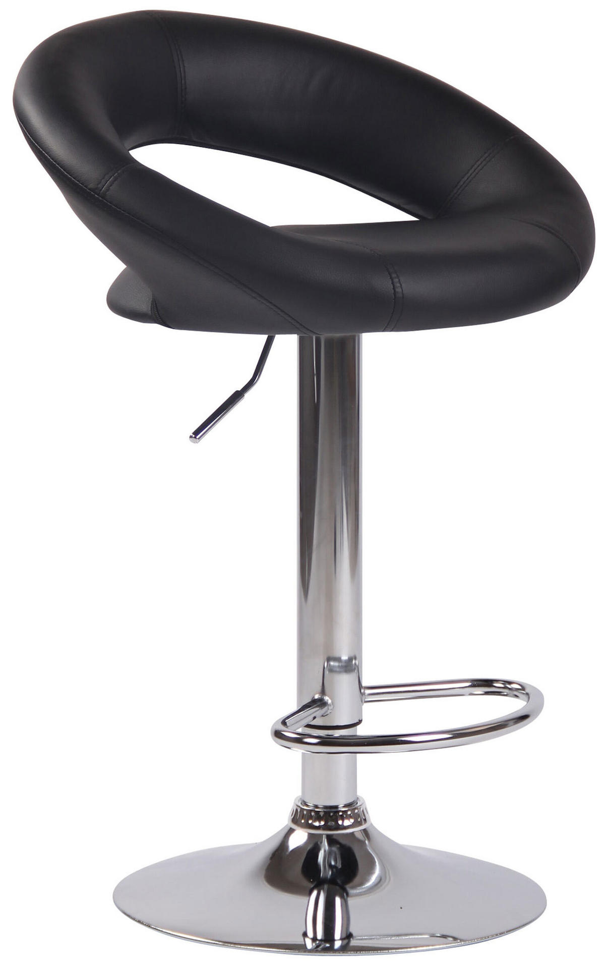 BARHOCKER Olin, Gestell Metall in Chromoptik, Kunstleder Schwarz - Chromfarben/Schwarz, Kunststoff/Textil (53/100/47cm) - TPFLiving