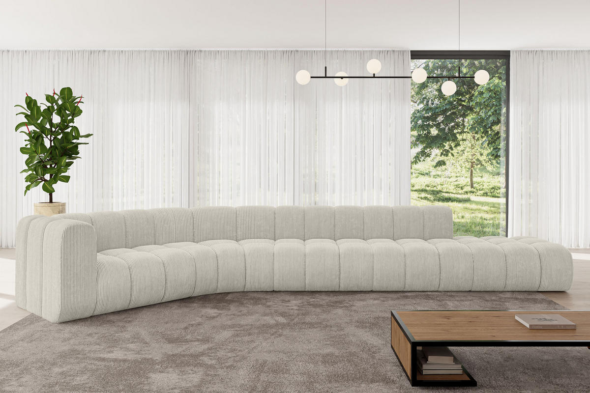 ECKSOFA modulares Sofa Tilmo-L2 - 490x194x70 cm Creme - Hellgrau/Creme, Holzwerkstoff/Textil (490/194cm) - ALTDECOR