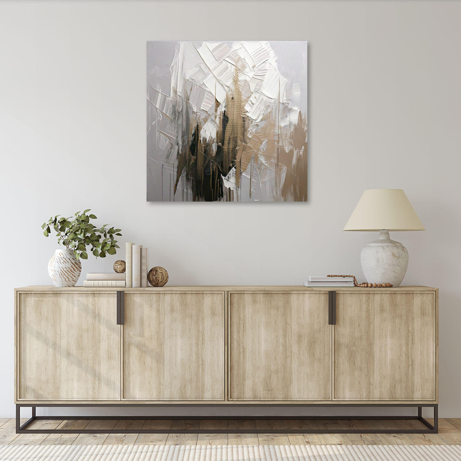 LEINWANDBILD Abstraktion Textur Neutrale Farben 60x60cm - Grau, Textil (60/60cm) - Feeby