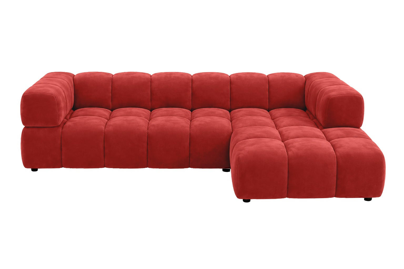ECKSOFA L-Form, Veloursstoff Bluvel, Rotwein, Rechts, Averro XL - Weinrot, Holz (320/150cm) - Kaiser Möbel