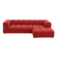 ECKSOFA L-Form, Veloursstoff Bluvel, Rotwein, Rechts, Averro XL - Weinrot, Holz (320/150cm) - Kaiser Möbel