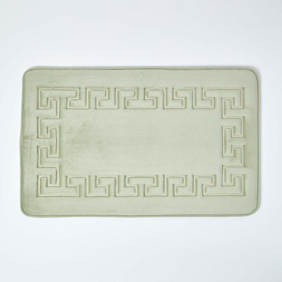 BADGARNITUR Memory Foam Mäander-Muster 2-teilig - Salbeigrün, Textil (50/80cm) - Homescapes