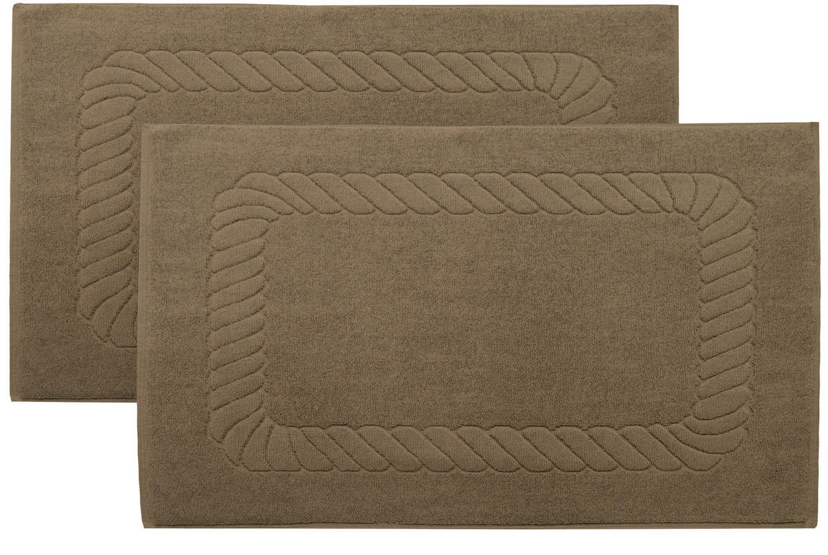 BADEMATTE, 2er-Set, 50x70 cm, 100% Baumwolle, Braun - Braun, Textil (50/70cm) - Zollner