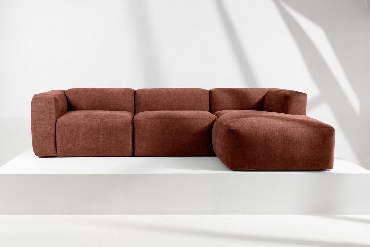 ECKMODULSOFA-RECHTS BUFFO mit extrem weicher und bequemer Sitzfläche, Gewebestoff, orange - Dunkelorange, Textil (297/180cm) - KONSIMO®