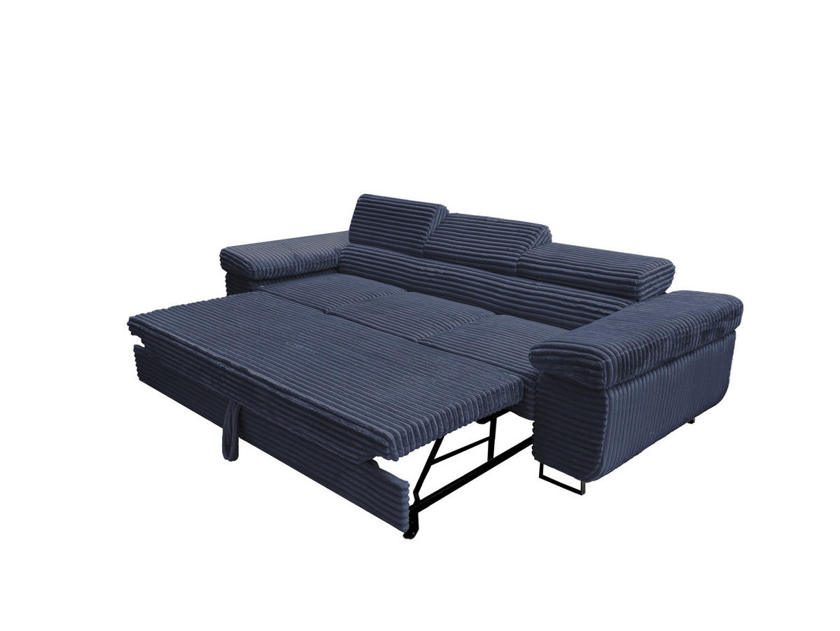 GUSTAW Sitzgarnitur 3+2+1, Schlafsofa 3-Sitzer, Cordbezug Blau - Blau, Textil (225/92/101cm) - KS Home Concept