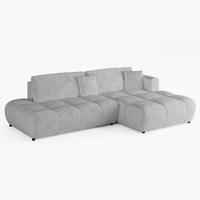 ECKSOFA BARI Rechts Grau Chenille-Stoff L-Form Couch mit Schlaffunktion & Bettkasten - Schwarz/Grau, Holz (280/170cm) - Barchello