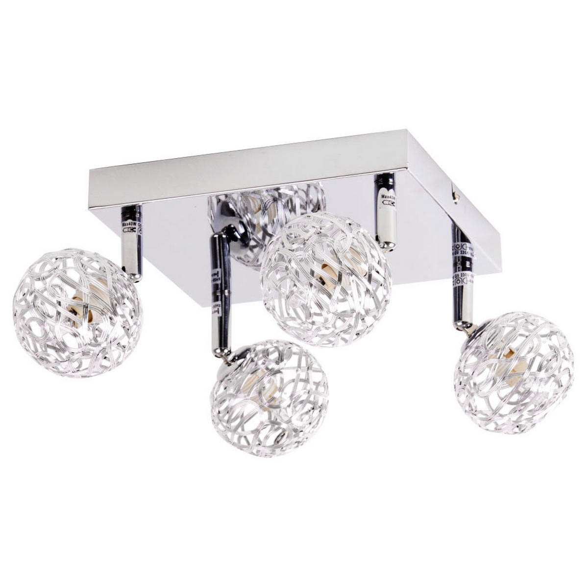 LED DECKENLEUCHTE Kugeln Geflecht Silber Chrom - Silberfarben, Metall (25/20/15cm) - Globo Lighting