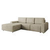 ECKSOFA Bella L, Seite: Links - Beige/Schwarz, Holz/Kunststoff (258/168cm) - MIRJAN24