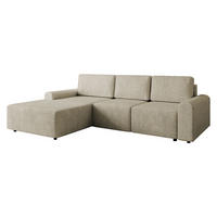 ECKSOFA Bella L, Seite: Links - Beige/Schwarz, Holz/Kunststoff (258/168cm) - MIRJAN24