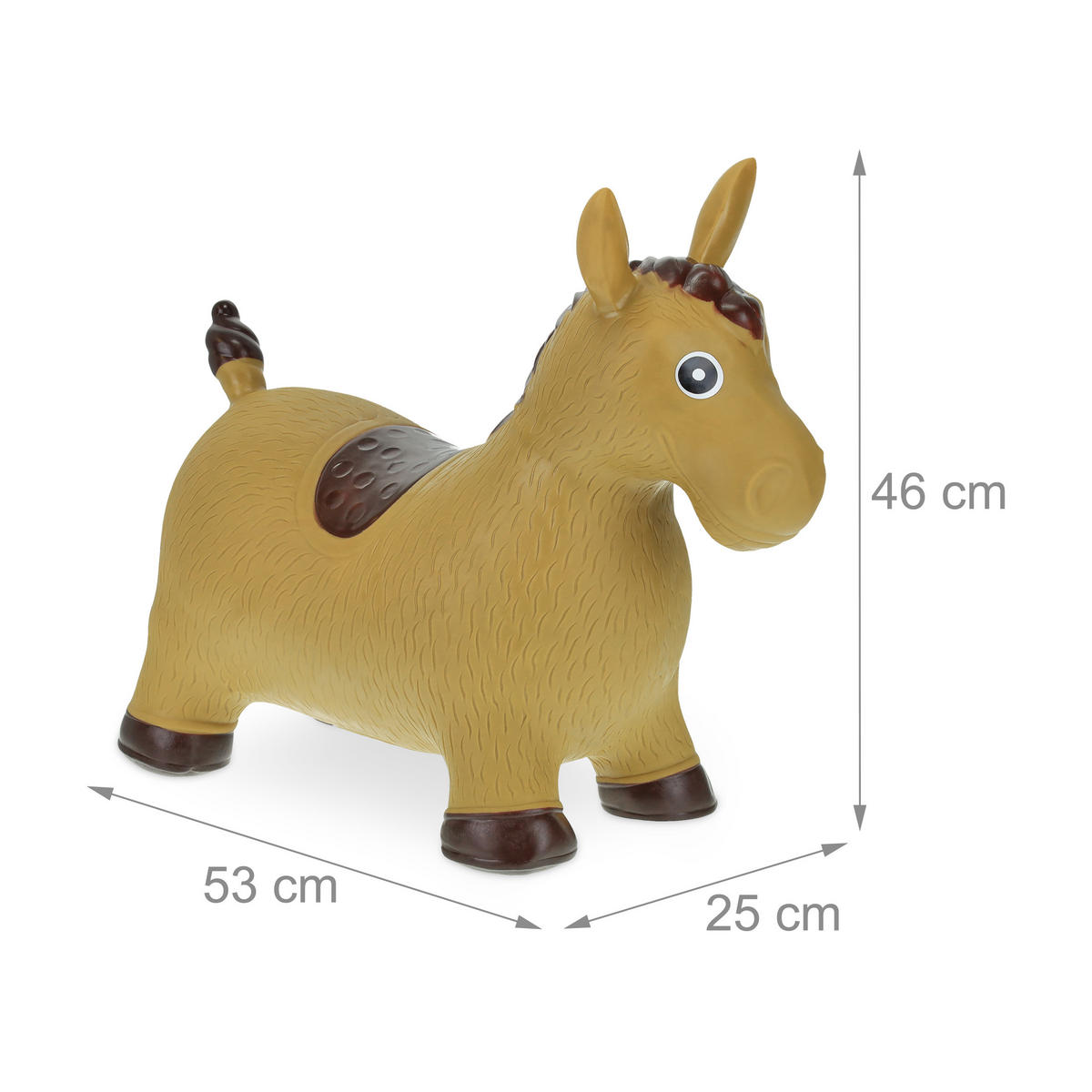 HOPSADLO Světle hnědé kůň nafukovací - různobarevná, plast (53/25/46cm) - Relaxdays