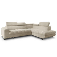 ECKSOFA MORIVA Q R-S Creme Boucle-Stoff mit Schlaffunktion - Creme, Holzwerkstoff/Textil (253/190cm) - MASSENO