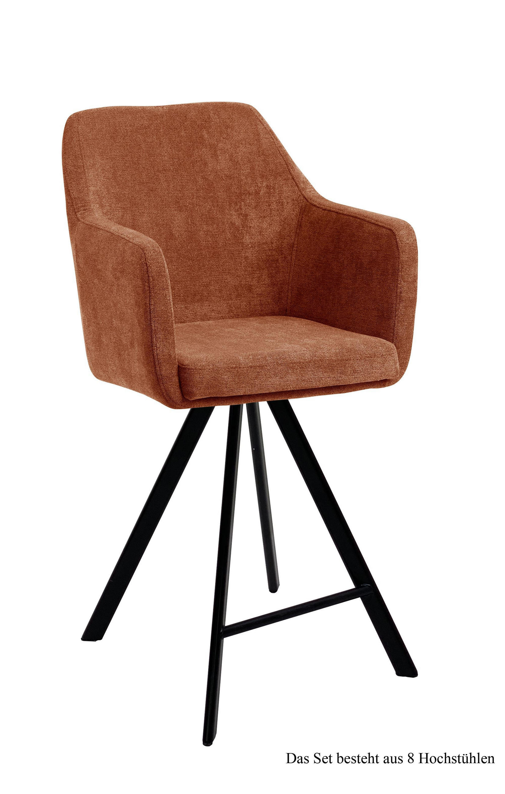 THEKENSTUHL drehbar (8er-Set) Diamond 57x104x60 Schwarz/Cognac - Cognac/Schwarz, Kunststoff (60/104/57cm) - 58aufmkessel