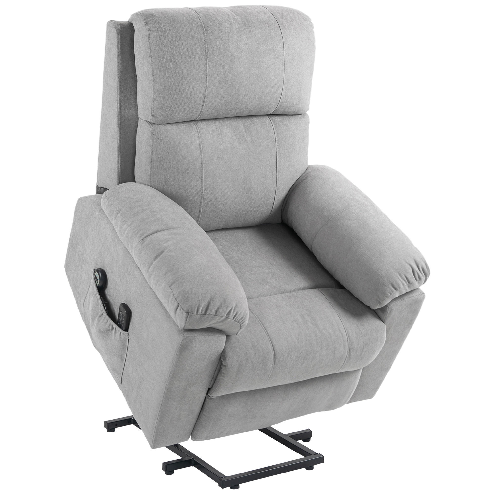 FERNSEHSESSEL mit Aufstehhilfe Elektrisch Relaxsessel mit Liegefunktion Hellgrau - Hellgrau/Schwarz, Textil/Metall (99/103/89cm) - HOMCOM