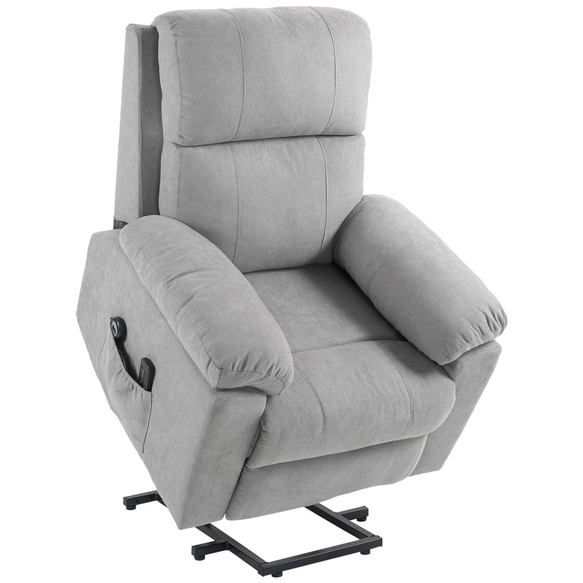 FERNSEHSESSEL mit Aufstehhilfe Elektrisch Relaxsessel mit Liegefunktion Hellgrau - Hellgrau/Schwarz, Textil/Metall (99/103/89cm) - HOMCOM