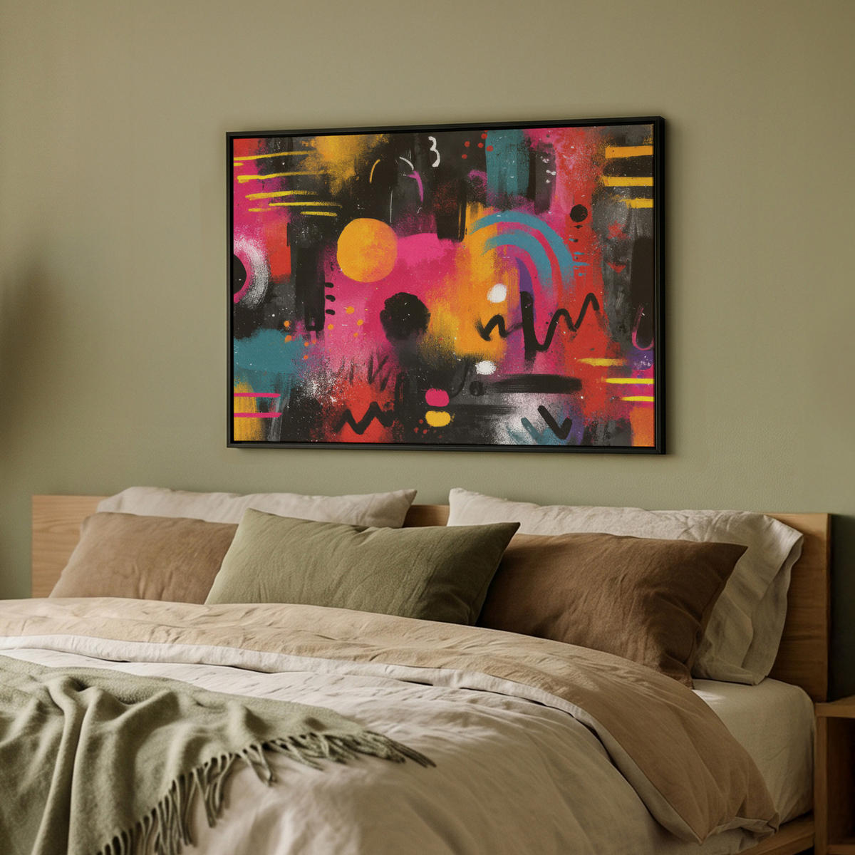 LEINWAND Bilder mit Rahmen - Farbflächen - Formen - Bunt - Abstrakt - 80x60 - Pink, Textil (80/60cm) - MuchoWow
