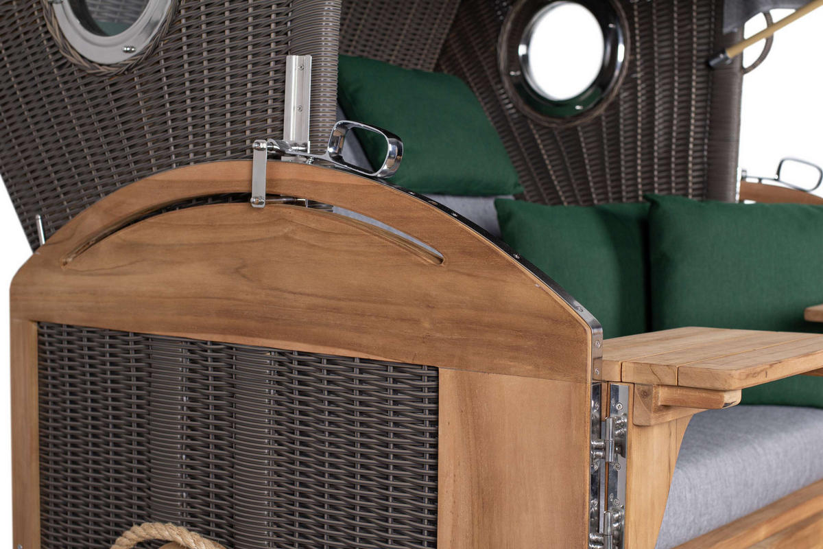 STRANDKORB XL Schillig Bullauge - Braun/Grau, Metall (142/170/95cm) - Mr. Deko