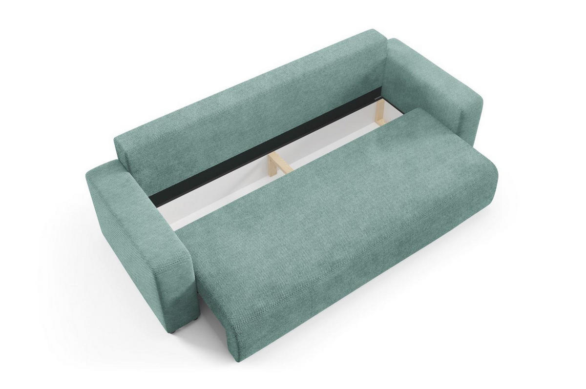 SCHLAFSOFA mit Bettkasten Türkis - Türkis, Textil (247/88/93cm) - Furnisell