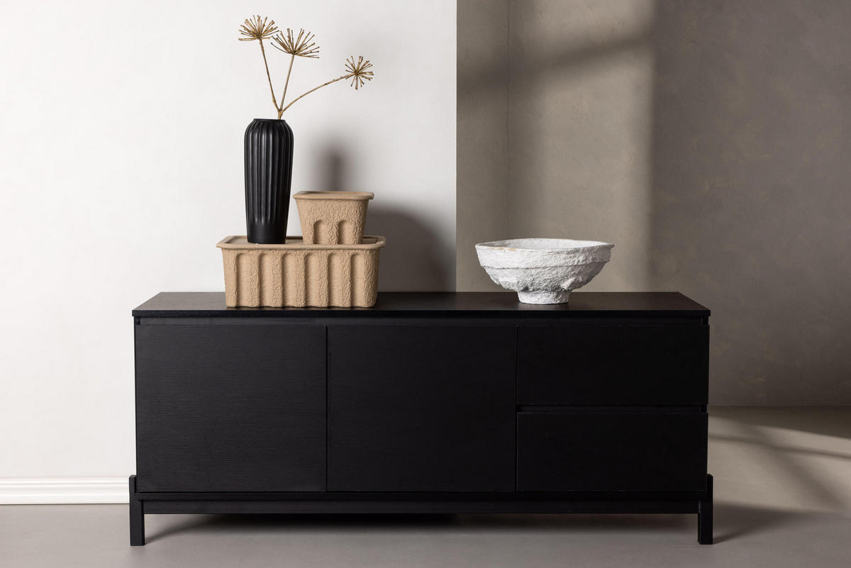 SIDEBOARD CORPUS Schwarz 138x40x56 cm - Schwarz, Holzwerkstoff (138/56/40cm) - FURNLUX