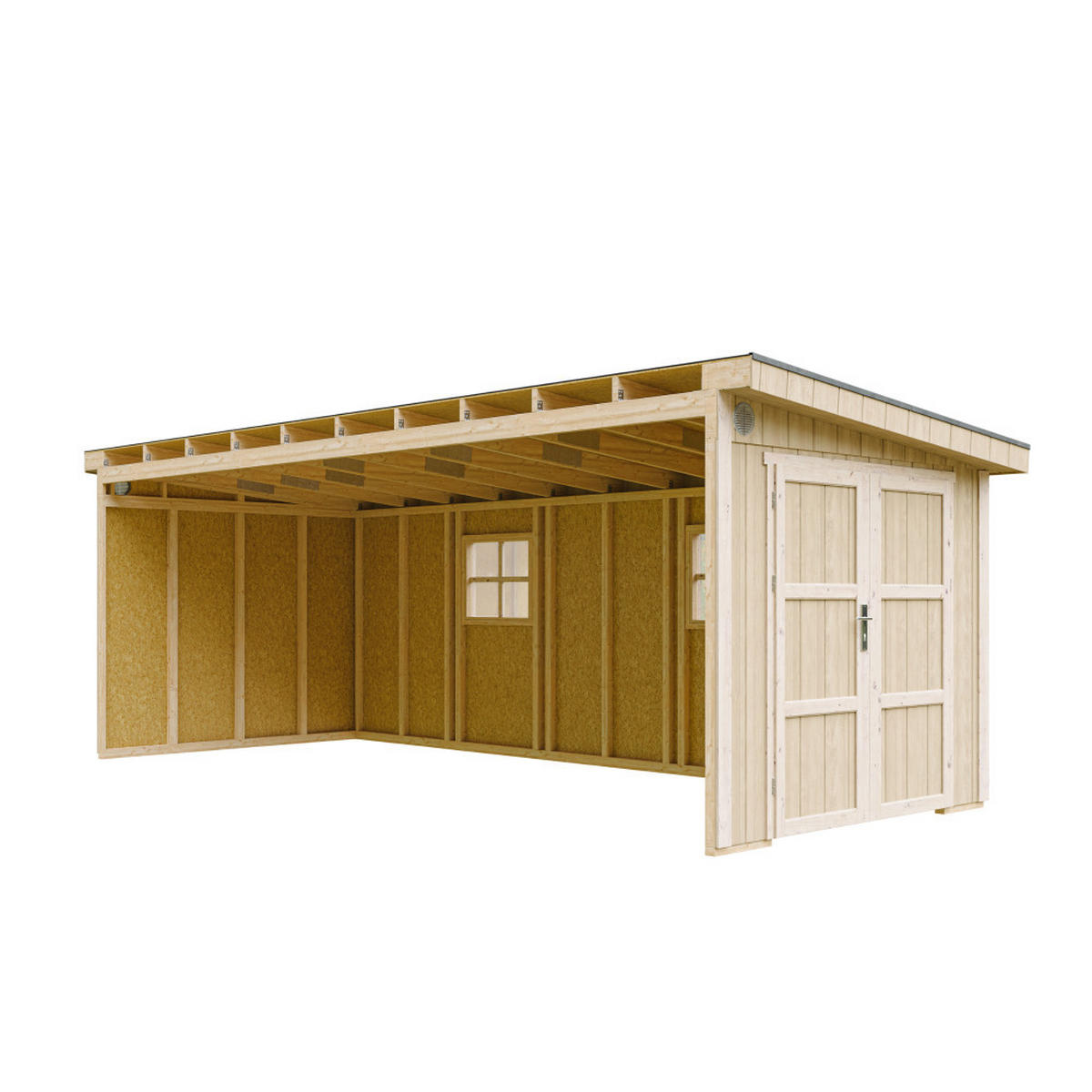 GARTENHAUS 14,3 m² - H231x248x648 cm - Ohne Boden und Seitenwand – M941B - Beige, Holz (236/231/604cm) - Timbela