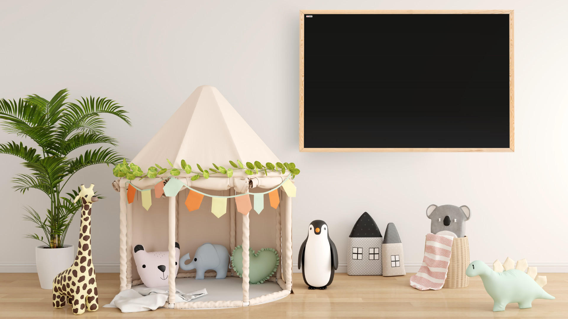 KREIDETAFEL 90x60cm Schwarze magnetische mit Naturholzrahmen - Schwarz, Metall (90/60/1.5cm) - ALLboards