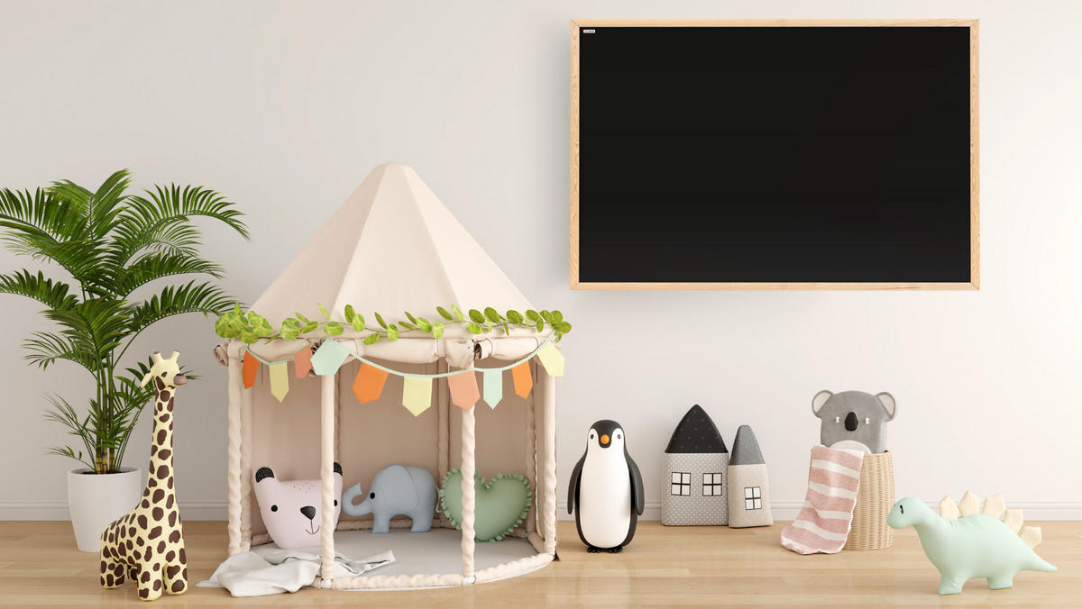 KREIDETAFEL 80x50cm Schwarze magnetische mit Naturholzrahmen - Schwarz, Metall (80/50/1.5cm) - ALLboards