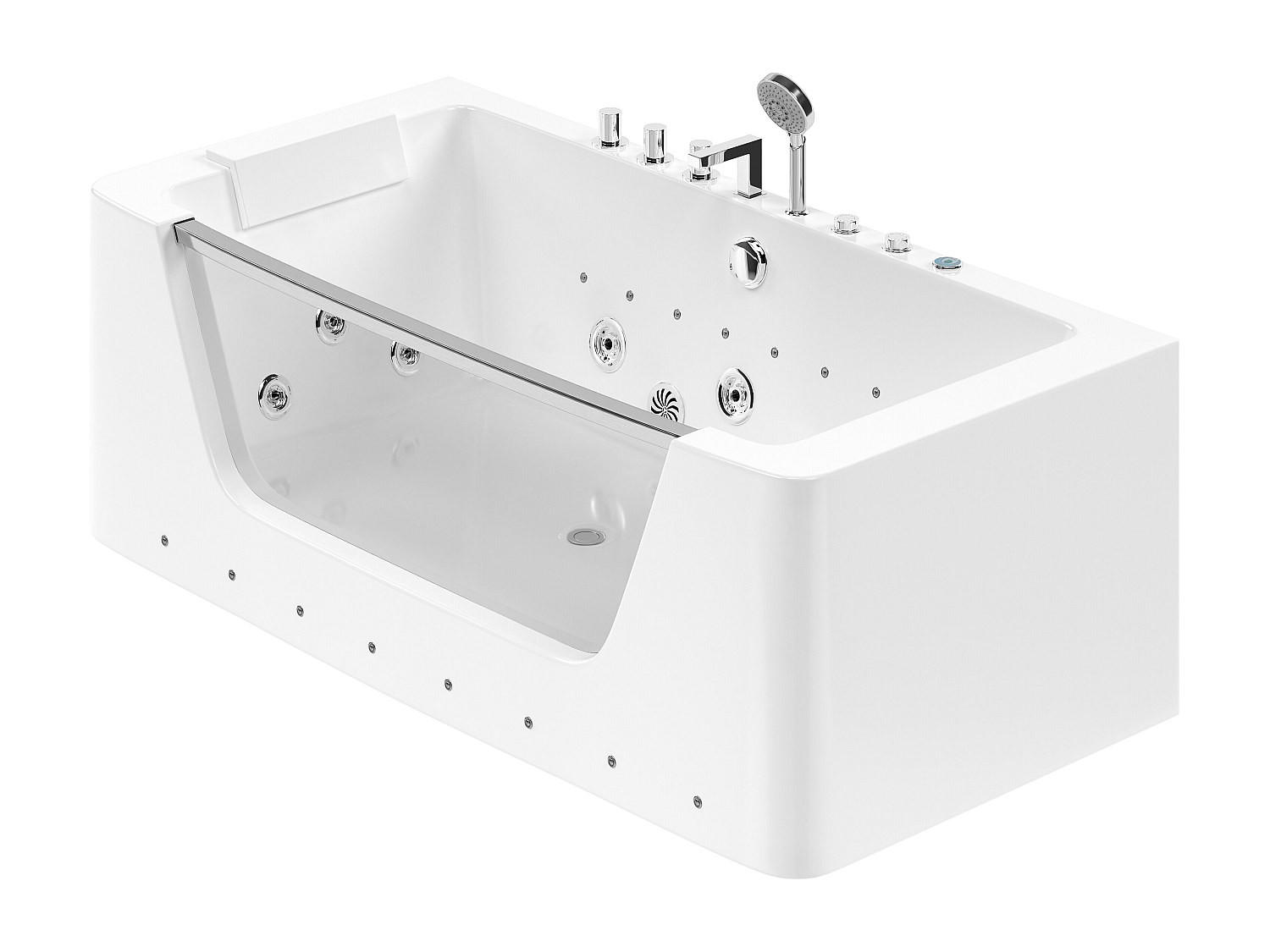 WHIRLPOOLBADEWANNE - 1 -Sitzer - Sicherheitsglas - weiß - DYONA - Weiß, Glas (170/58/85cm) - Vente-Unique