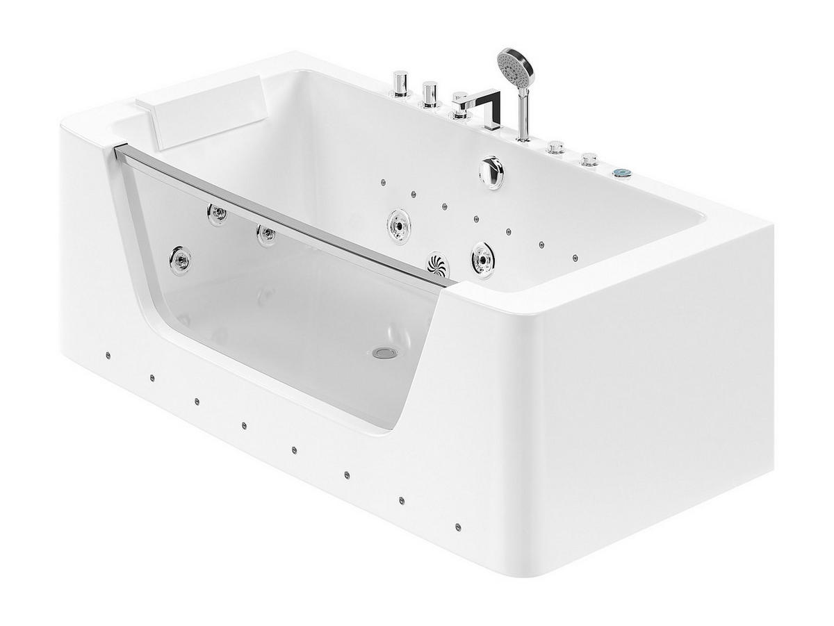 WHIRLPOOLBADEWANNE - 1 -Sitzer - Sicherheitsglas - weiß - DYONA - Weiß, Glas (170/58/85cm) - Vente-Unique