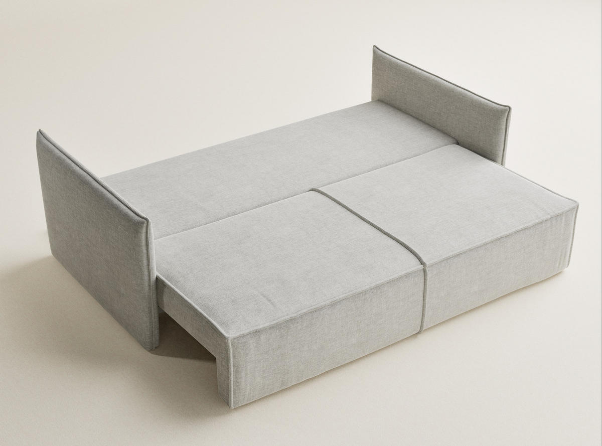 SOFA MIT SCHLAFFUNKTION Obra Grau Chenille-Stoff - Schwarz/Grau, Holz/Holzwerkstoff (220/70/107cm) - Maison de Reve