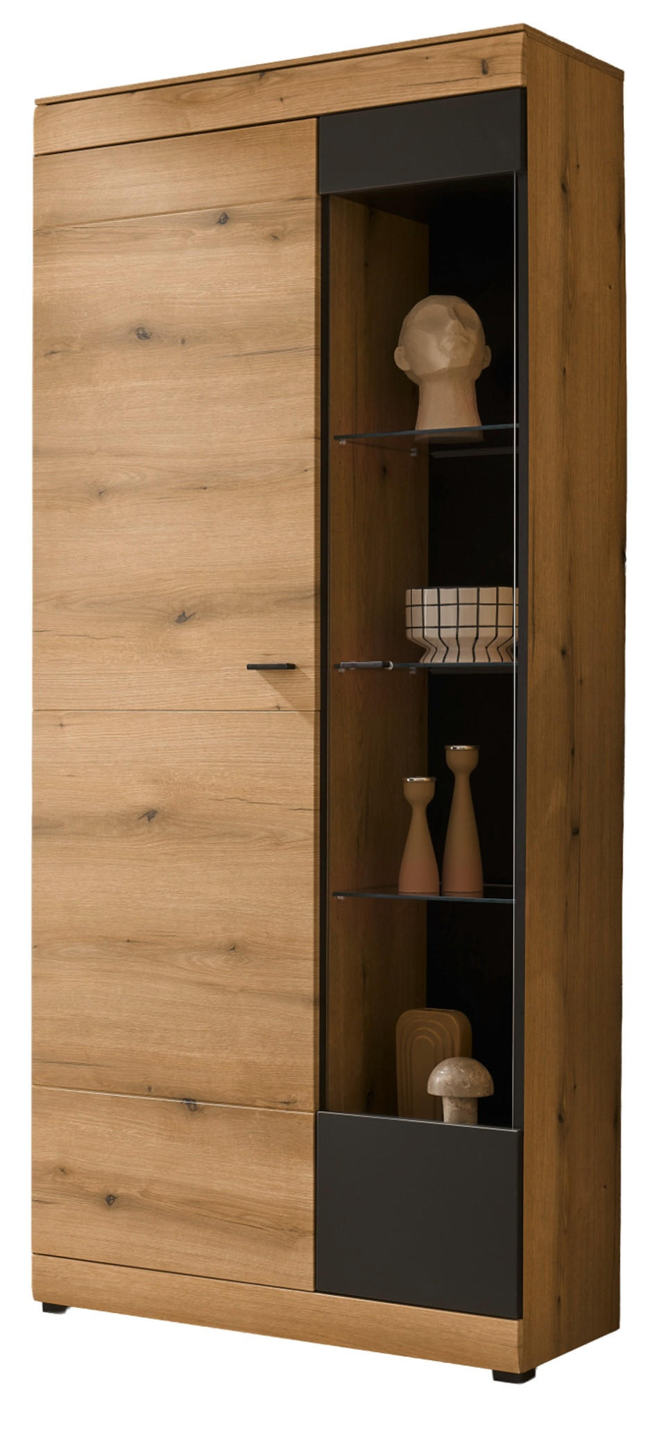 Furn.Design Vitrine Eiche, Grau 90x201x35 cm