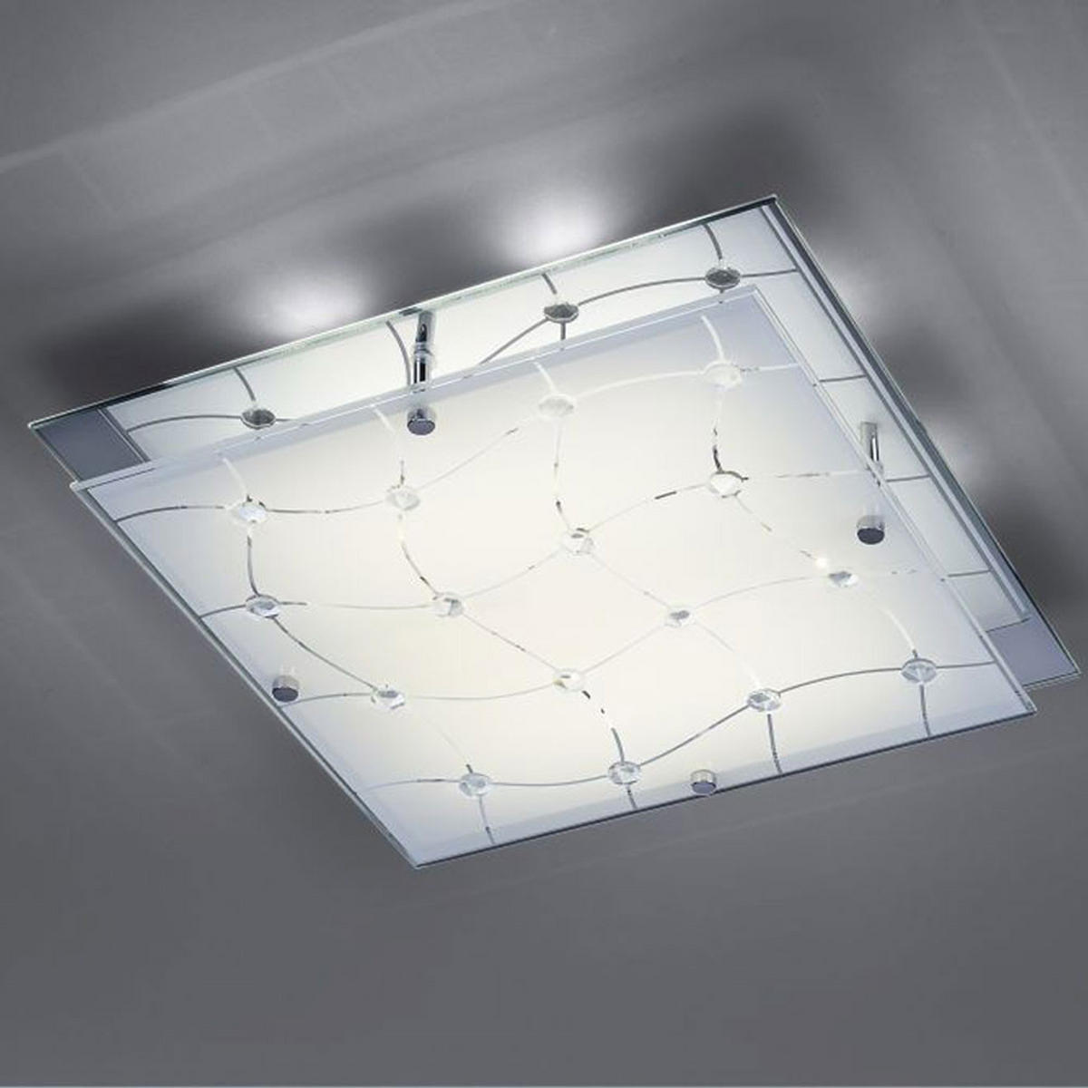 LED DECKENLEUCHTE Chrom Weiß Glas - Weiß, Glas (32/32/7.5cm)