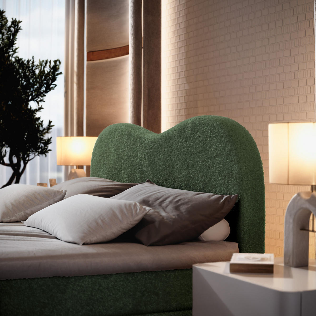 BOXBETT FLUVIA N 160x200 cm mit Matratze und Topper - Grün - Grün, Holz (160/200cm) - MASSENO