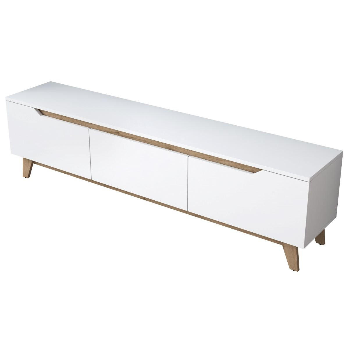 TV-MÖBEL mit 3 Türen weiß - L180 cm - Weiß, Holzwerkstoff (35/48.6/180cm) - Calicosy