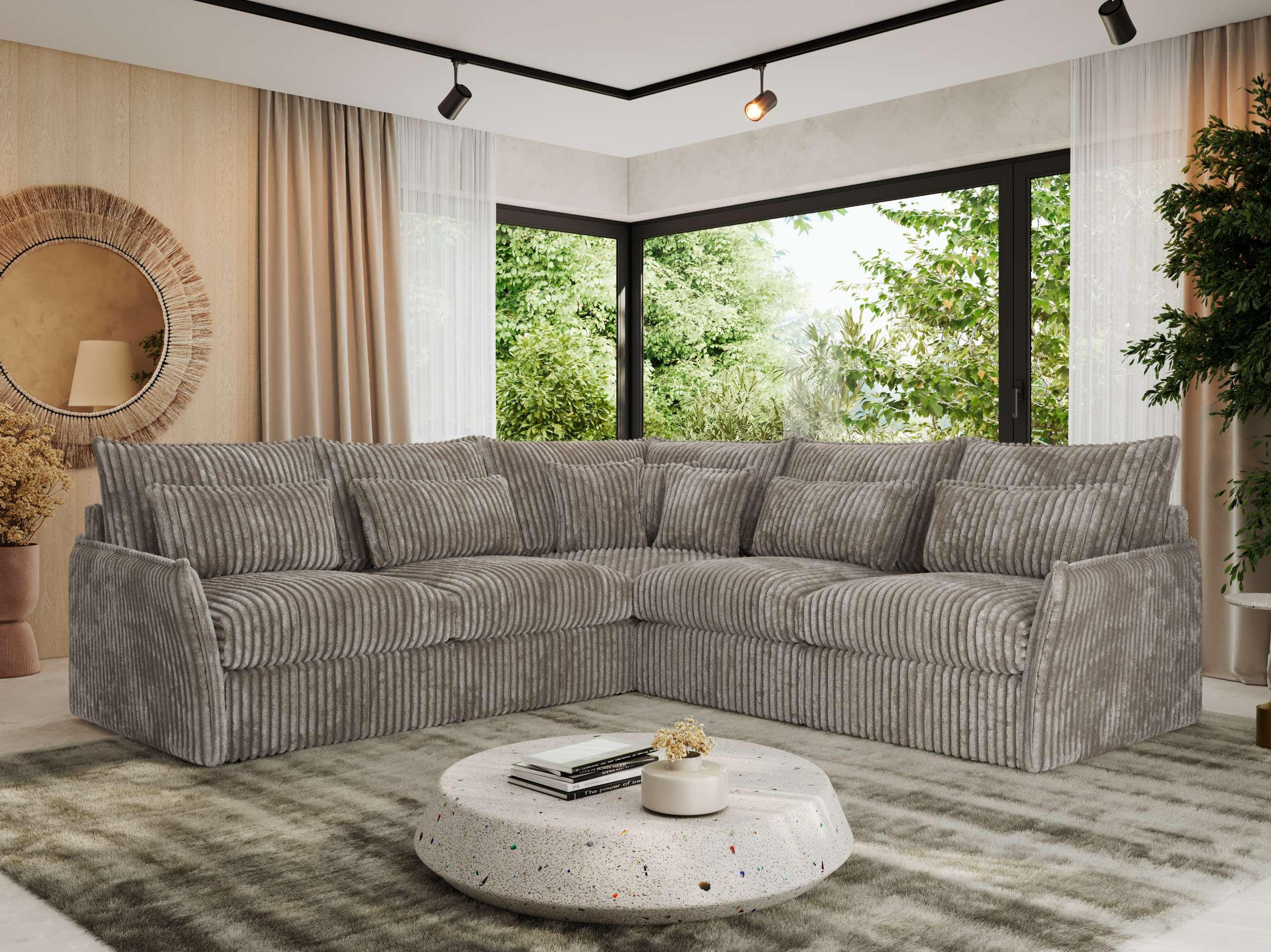 ECKSOFA VERSO L Hellbraun Cord - Hellbraun/Schwarz, Kunststoff/Textil (270/270cm) - MKS