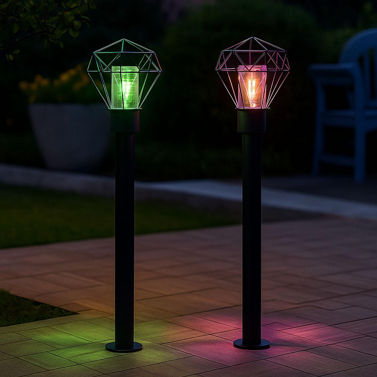 LED WEGELEUCHTE HORACE Edelstahl Schwarz 2er Set - Schwarz, Metall (22.5/25.5/100cm) - Globo Lighting