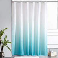 DUSCHVORHANG 180 x 200 cm Aquamarin mit 12 Haken - Türkis, Textil (180/200cm)