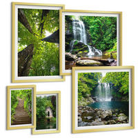 BILDER SET 5er Set - 50x50 cm & 20x30 cm & 40x60 cm Goldrahmen - Denkmäler Europas in warmen Farben - Goldfarben, Kunststoff (40/60cm) - TULUP
