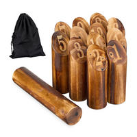 KUBB Wikingerspiel - Braun, Holz/Textil (4.5/22.5/4.5cm) - Relaxdays