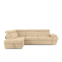 SCHLAFECKSOFA RATLO links 4/5-Sitzer mit Bettkasten, beige - Beige/Silberfarben, Textil (270/190cm) - KONSIMO®