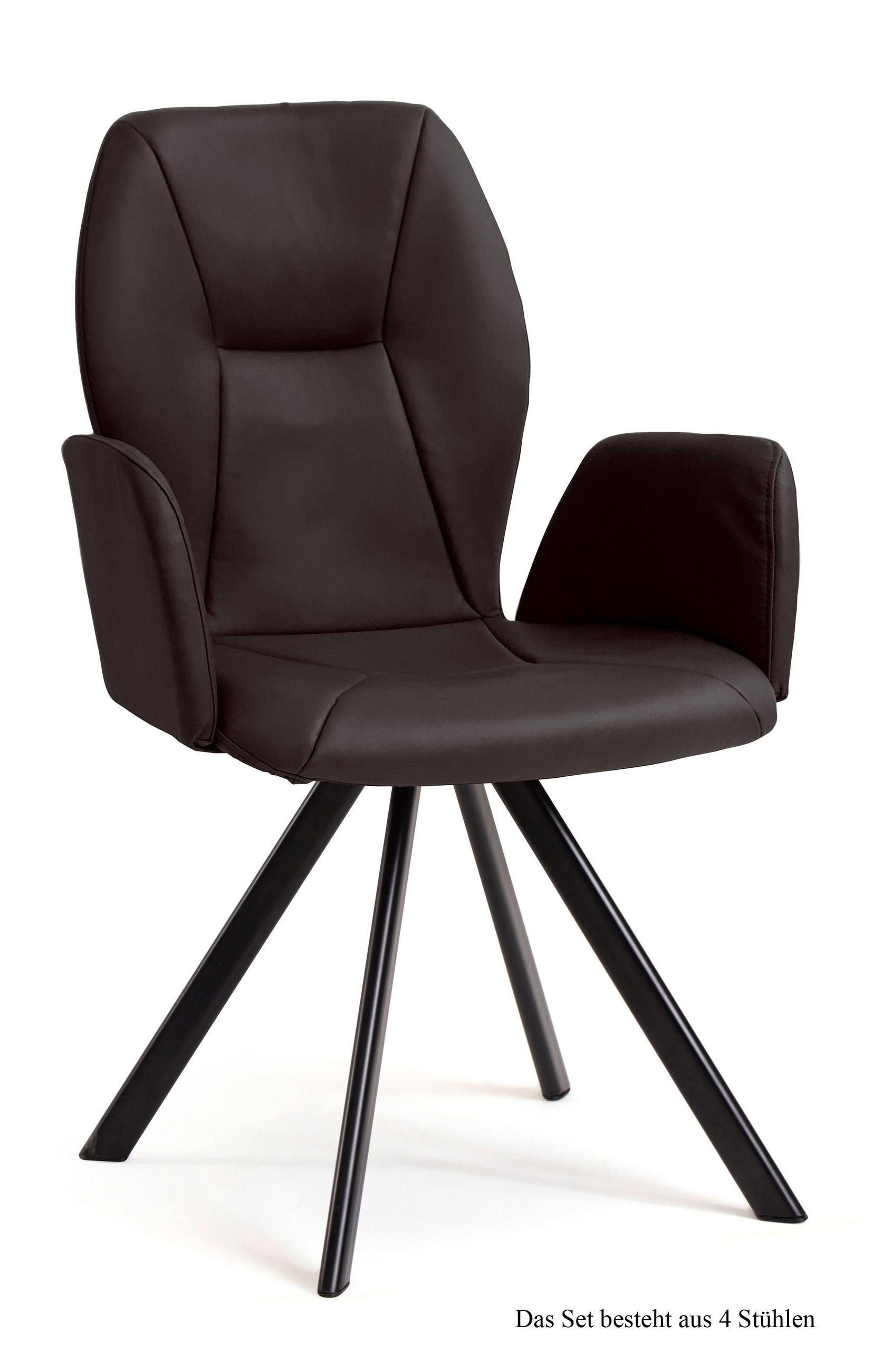 ARMLEHNSTUHL drehbar (4er-Set) Diane 58x92x60 Schwarz/Espresso - Dunkelbraun/Schwarz, Kunststoff (60/92/58cm) - 58aufmkessel