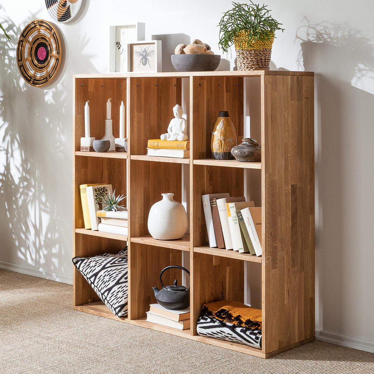 REGAL - Massivholz - Eichefarben, Holz (112/112/35cm) - home24