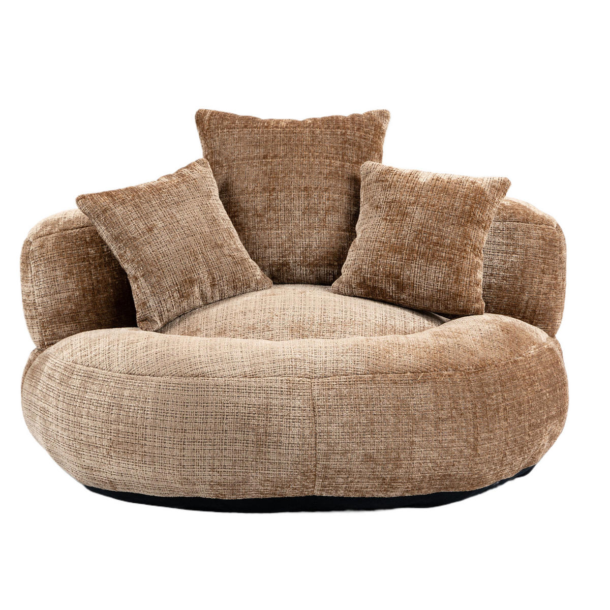 SITZSACK mit Armlehnen 108 x 108 x 52 cm Chenille Coffee - Braun, Kunststoff (108/52/108cm) - Beauniv