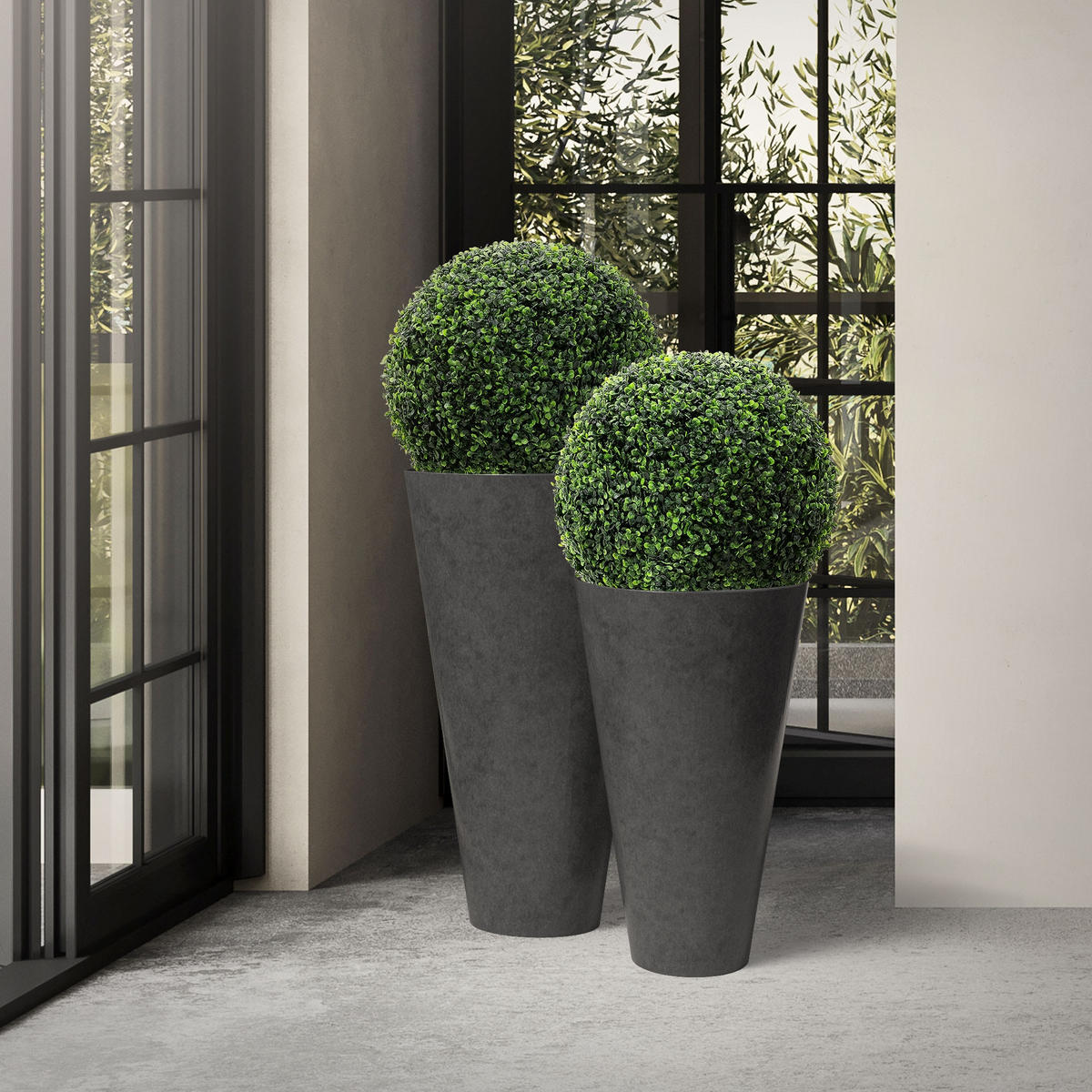 UMĚLÁ zimostrázová koule, sada 2 ks, velká Ø 35 cm, zelená, z plastu - zelená barva, textil/plast (45cm) - ML-DESIGN