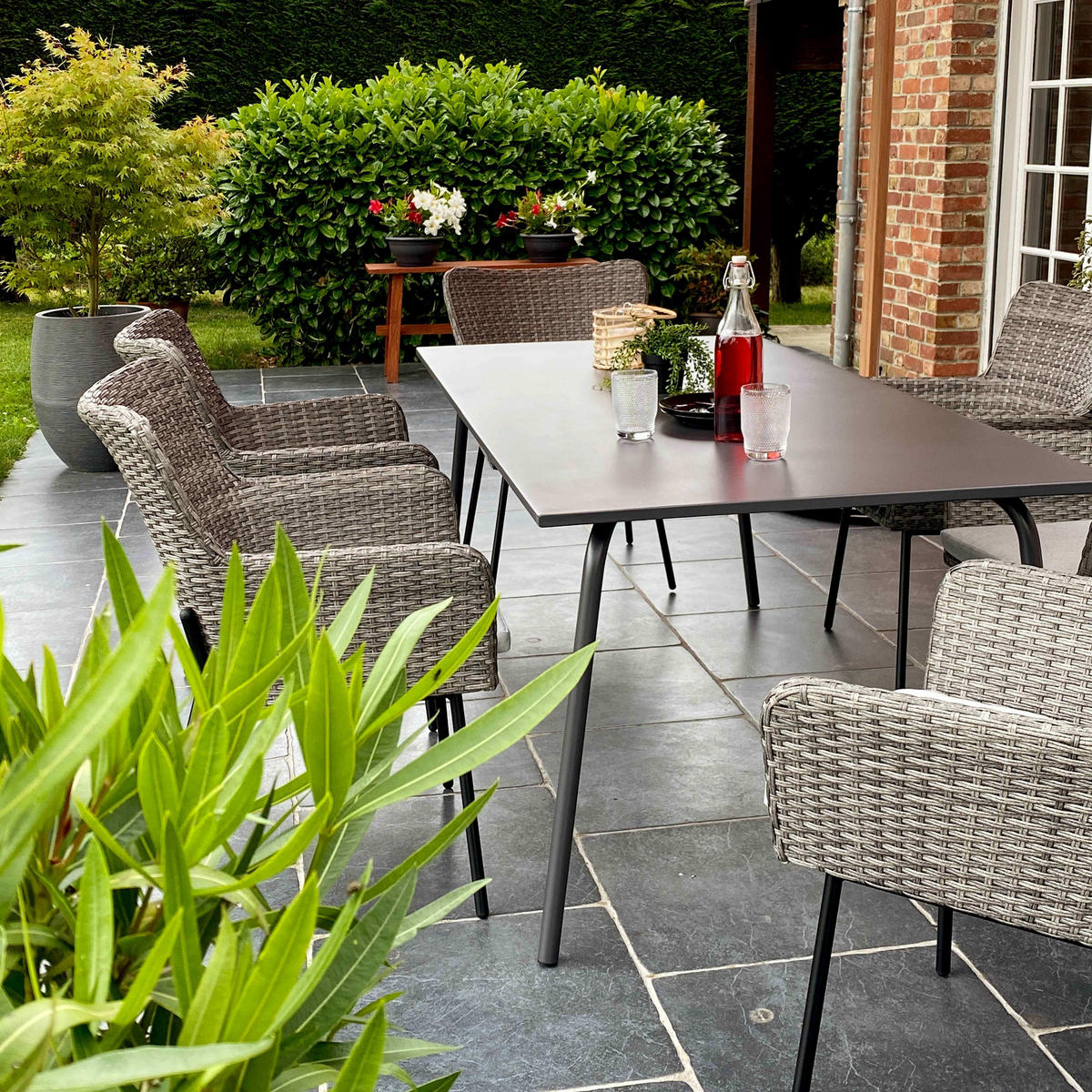 GARTENSET 7-tlg., Grau - Grau, Metall - Oviala