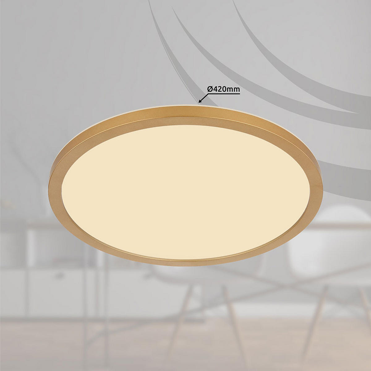 LED DECKENLEUCHTE Messing - Messingfarben, Kunststoff (42/42/2.5cm) - Globo Lighting