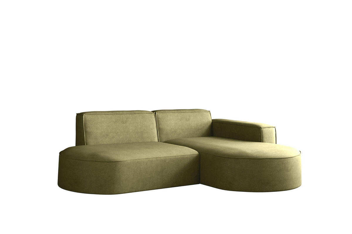 ECKSOFA Modena Modern Und Komfort Velours Stoff Salvador Rechts Olive - Olivgrün, Holz/Textil (236/165cm) - Kaiser Möbel